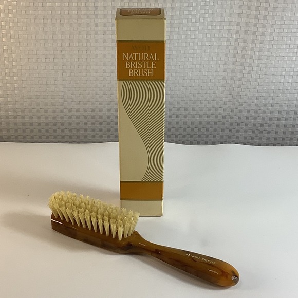 Other - Avon Natural Bristle Hair Brush 8" Butterscotch Dark Caramel Swirl w/ Box VTG